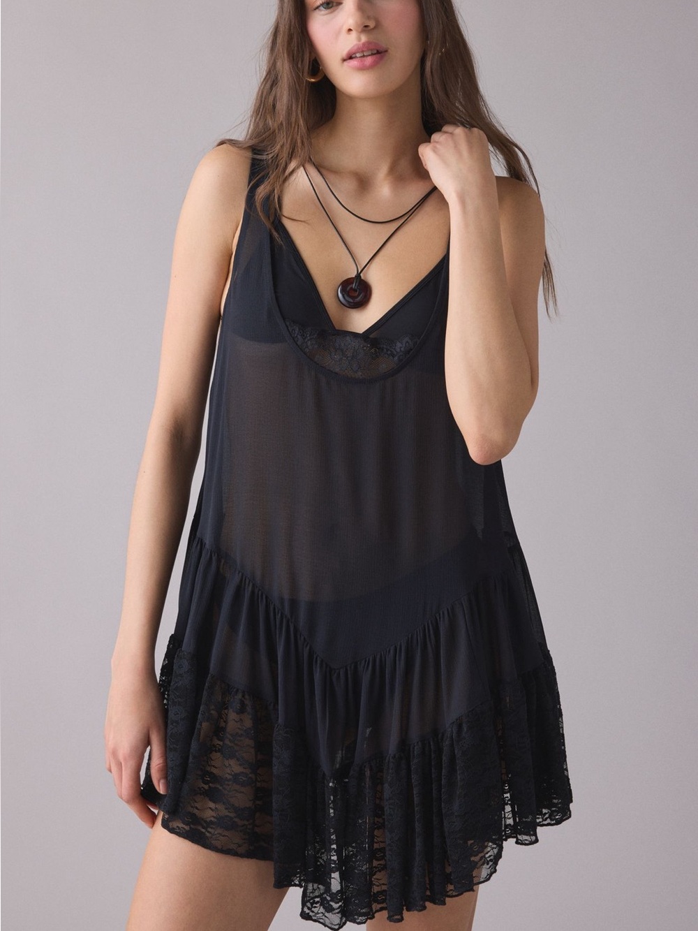 Out From Under Lace-Trim Mini Slip Dress UO NWT